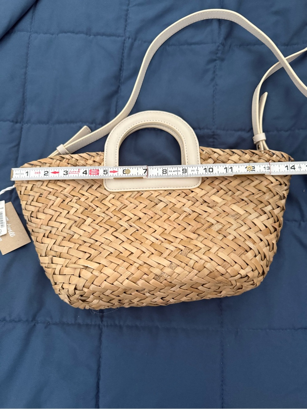 Woven Straw Crossbody Bag with Leather Cream Trim - Picture 4 of 6